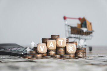 Vat Concept. for financial growth increasing interest rates Inflation, high prices and the idea of...