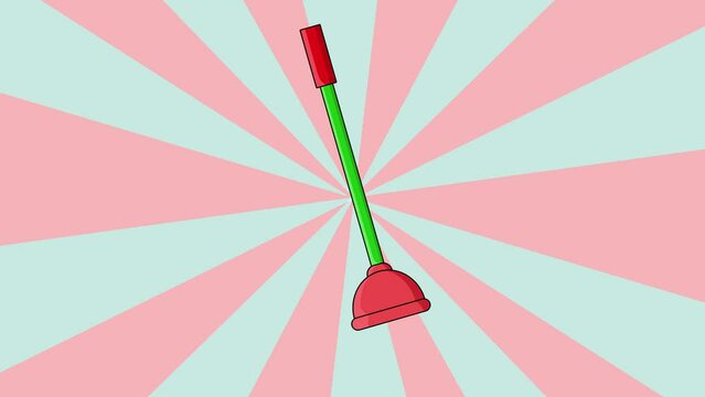 Animated toilet plunger icon with rotating background