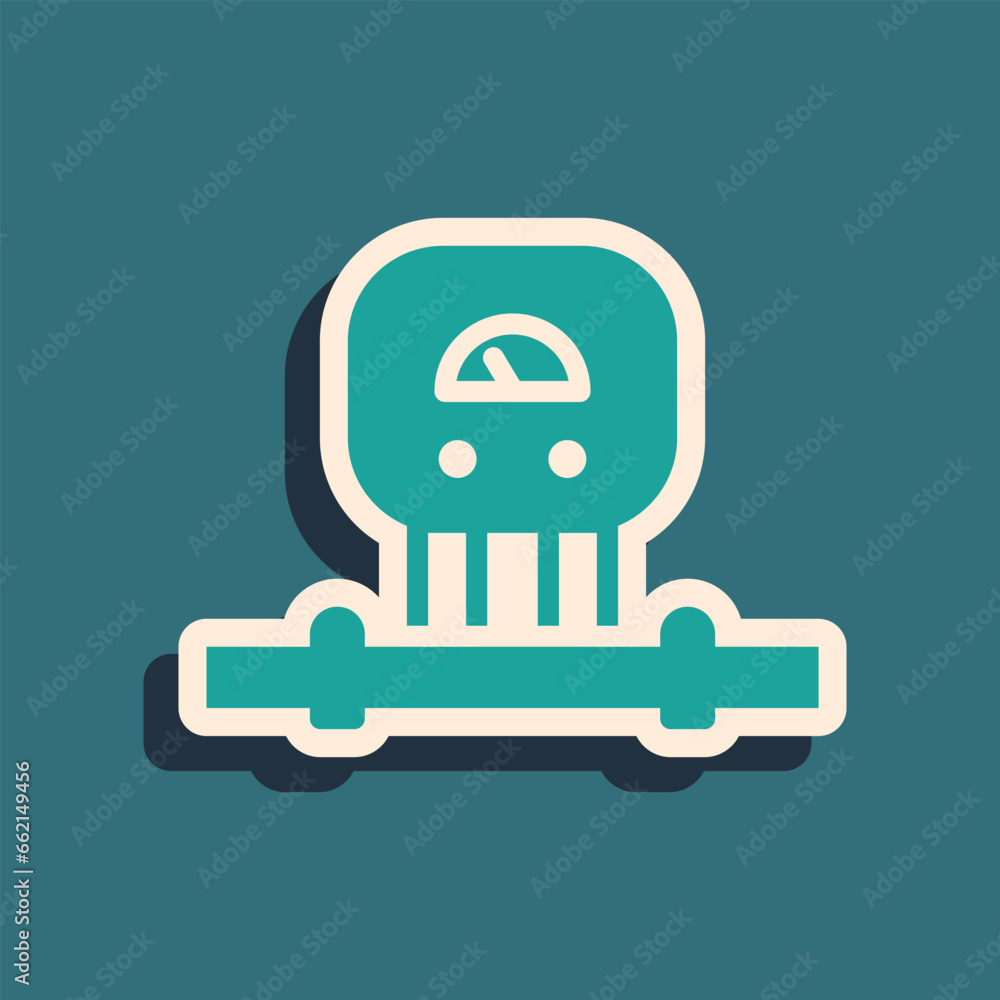 Poster green smart sensor system icon isolated on green background. internet of things concept with wireles