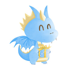blue dragon with gifts
