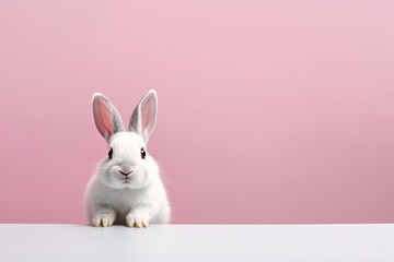 Cute little bunny. Little rabbit. Background with copy space.