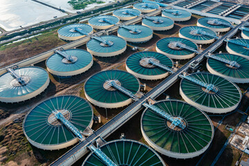 Aerial view of Drinking Water Treatment plants. Microbiology of drinking water production and...