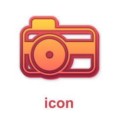 Gold Photo camera for diver icon isolated on white background. Foto camera icon. Diving underwater equipment. Vector