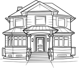 Outline illustration of house for coloring page