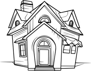 Outline illustration of house for coloring page