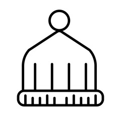 Knitted Hat Icon and Illustration in Line Style