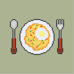 Fries rice Asian food pixel art