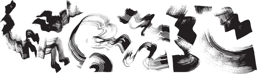 Grunge Dry Brush Ink Strokes Free Hand Set.