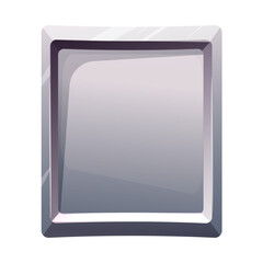 Metal plate, steel frame, iron panel, silver game menu in cartoon style silver color isolated on white background. Board template.