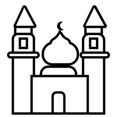 Mosque Icon and Illustration in Line Style