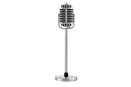 Retro style microphone isolated on a transparent background