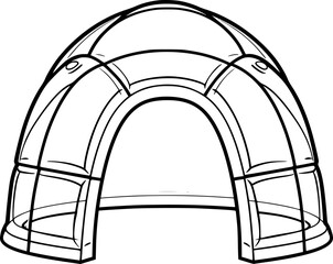 outline illustration of Igloo for coloring page