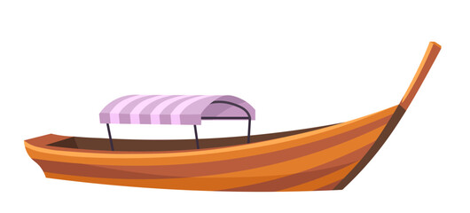 Wooden elongated boat for tourists, gondola vector © Sonulkaster