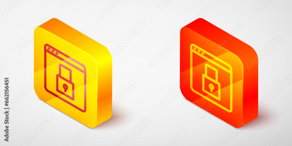Poster isometric line secure your site with https, ssl icon isolated on grey background. internet communica