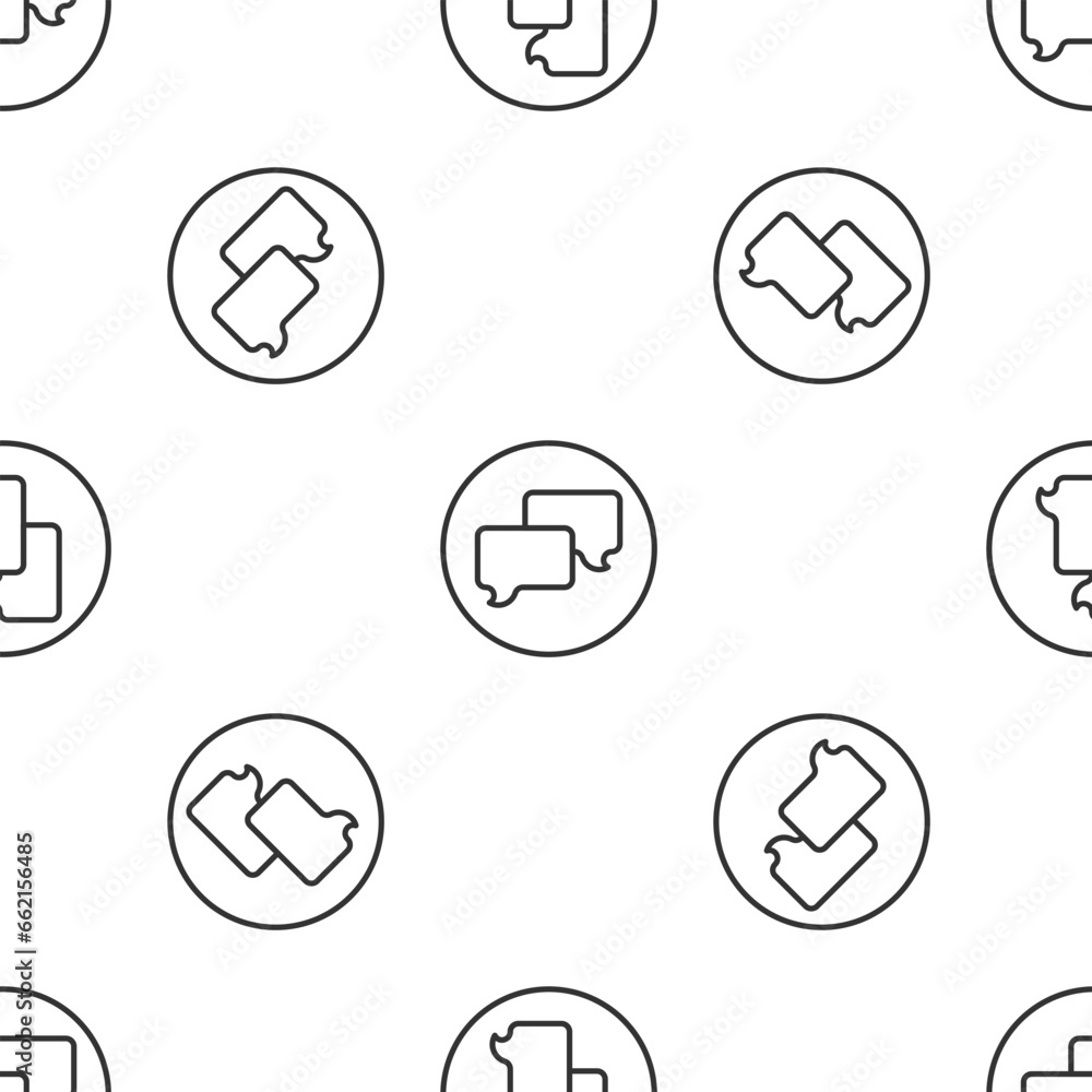 Poster grey line speech bubble chat icon isolated seamless pattern on white background. message icon. commu