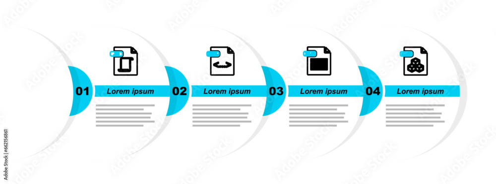 Poster set line 3ds file document, xls, xml and js icon. vector
