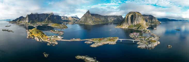 Panorama Lofoten is an archipelago in the county of Nordland, Norway. Is known for a distinctive...