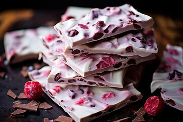Yogurt Bark. Homemade healthy frozen cherry and white chocolate.