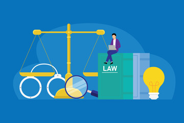 Law Justice Composition 2d vector illustration concept for banner, website, landing page, flyer, etc