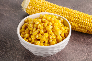 Marinated corn in the bowl