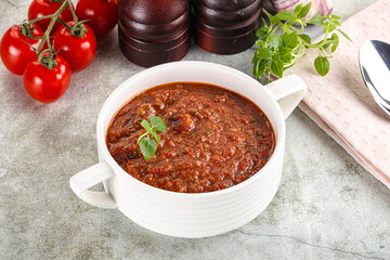 Spanish traditional gazpacho tomato soup