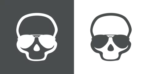 Foto op Canvas Logo de calavera humana con silueta de gafas de sol para su uso en invitaciones y tarjetas de Halloween © teracreonte