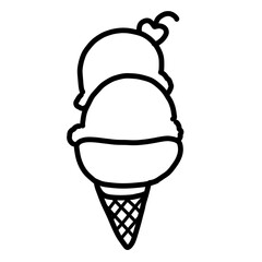 Fototapeta na wymiar Ice Cream Ball Waffle Cone doodle
