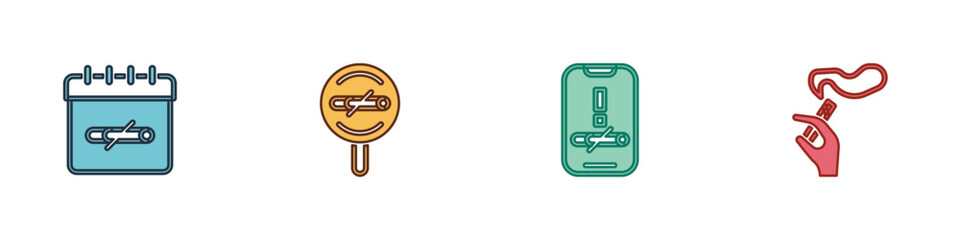Set No smoking days, , and Hand with cigarette icon. Vector