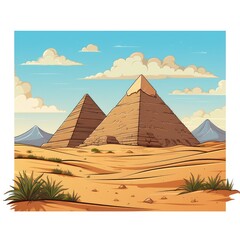 Ancient pyramids rise from the desert sands