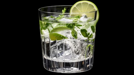 A refreshing glass of water with lime slices