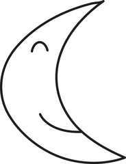 smile moon kid drawn outline
