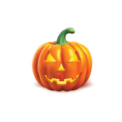 Vector Halloween Jack o Lantern Pumpkin with a spooky face. Isolated on a white background