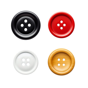 Pack de botones de vestir de colores en fondo transparente.