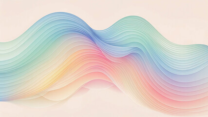 淡いパステルの虹色グラデーションカラーで波打つ模様の壁紙背景 - obrazy, fototapety, plakaty