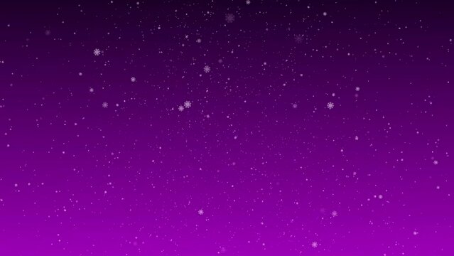 Painted snowflakes fall on a gradient , purple background. Animated background for the holidays Christmas and New Year.