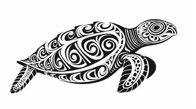 A black and white drawing of a turtle