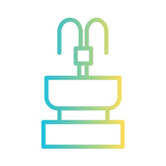 Water Fountain Park Gradient Line Icon