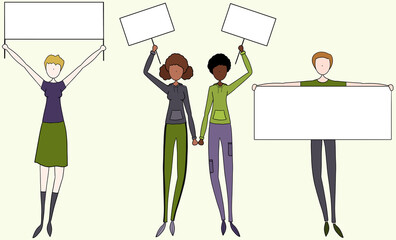 Group of protesters holding signs to spread a message