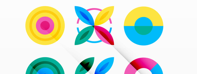 Obraz premium Vibrant and eye-catching vector background featuring a grid of colorful circles arranged in a patterned composition, perfect for modern and trendy designs