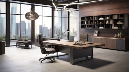 An executive office with a sleek and stylish appearance