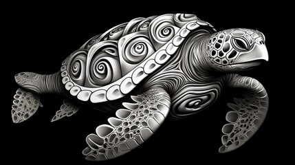 Fototapeta premium A black and white turtle