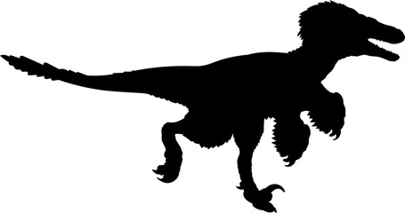 Deinonychus Dinosaur Silhouette vector Types of dinosaurs breeds - obrazy, fototapety, plakaty
