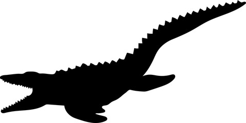 Mossasaurus Dinosaur Silhouette vector Types of dinosaurs breeds - obrazy, fototapety, plakaty