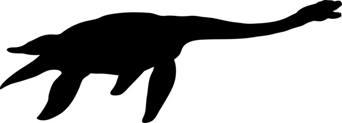 Elasmosaurus Dinosaur Silhouette vector Types of dinosaurs breeds - obrazy, fototapety, plakaty