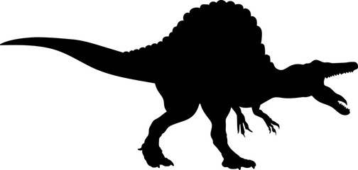 Spinosaurus Dinosaur Silhouette vector Types of dinosaurs breeds - obrazy, fototapety, plakaty