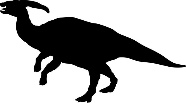black parasaurolophus silhouette on white background clip art preview