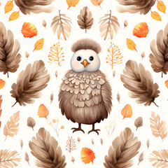 seamless pattern with owls,bird,vector,cartoon,semless,set,nature,design,art,funny,Ai generated 