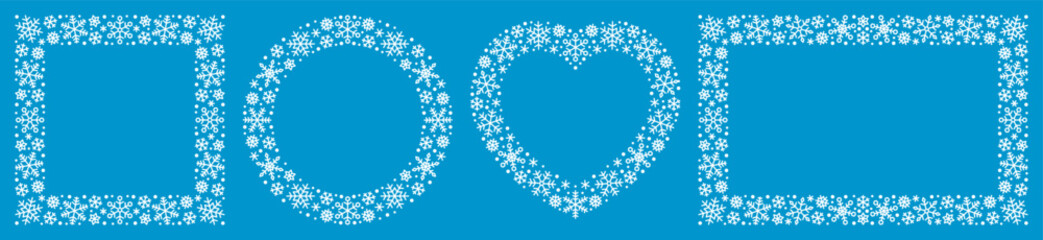 Set of frames made of snowflakes