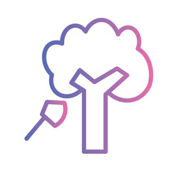 Tree Cutting Axe Gradient Line Icon
