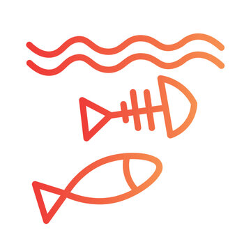 Water Pollution Animal Gradient Line Icon